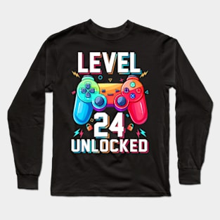 Level 24  Video Game 24th Birthday Long Sleeve T-Shirt